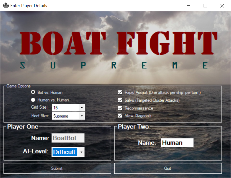 A screenshot of Boat Fight Supreme.