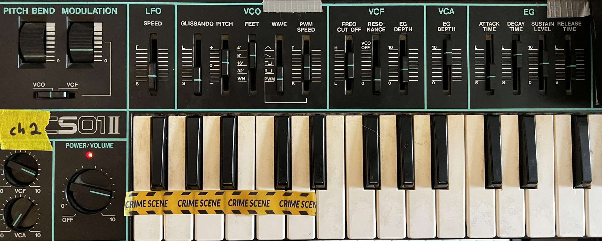 Yamaha CS01-II synthesizer with MIDI retrofit installed
