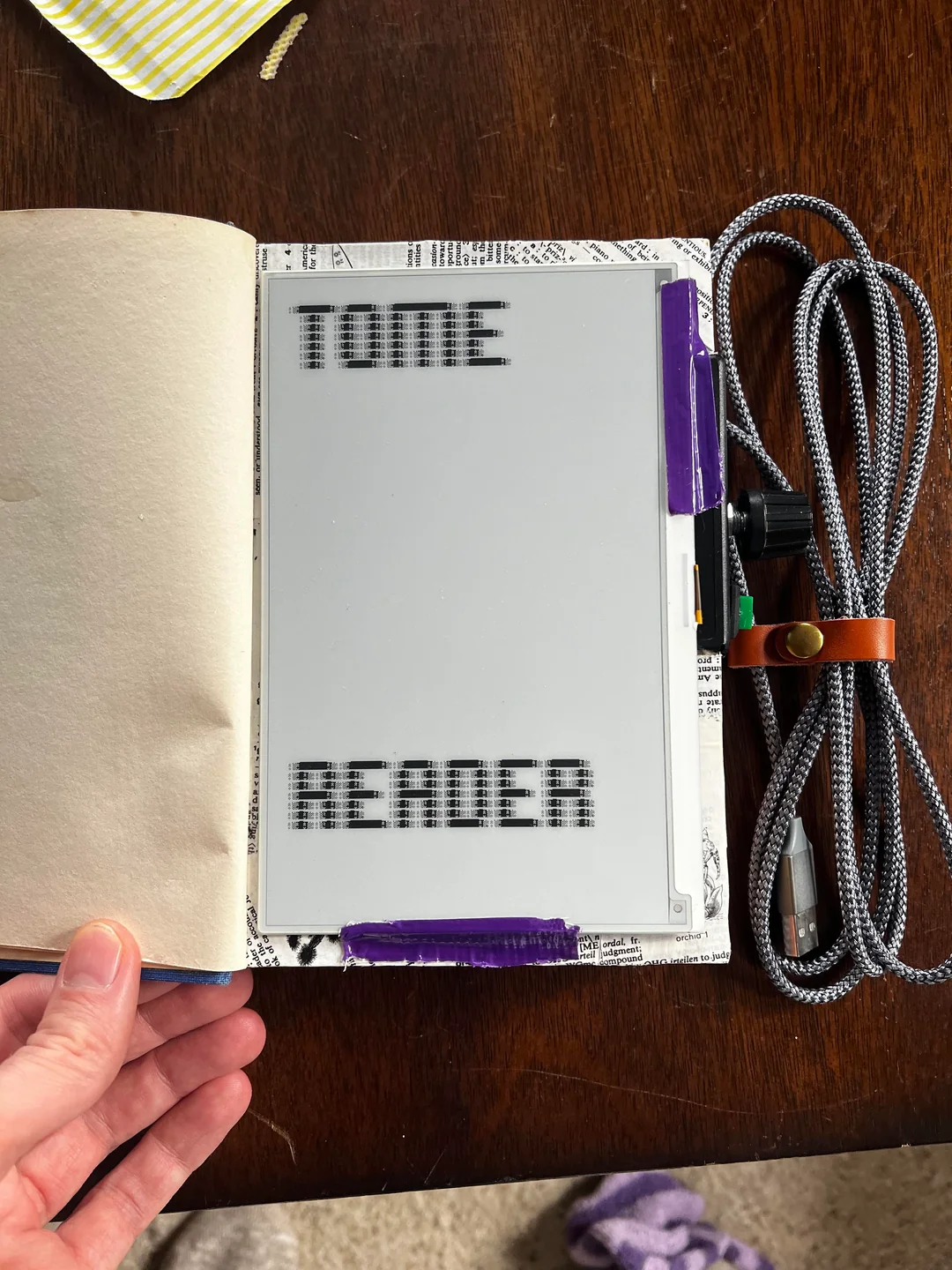 Tome Reader showing the internal components and wiring